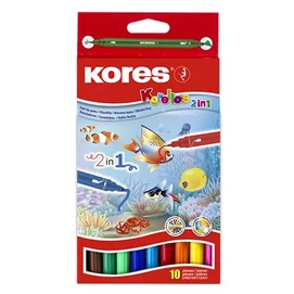 Filctoll készlet, 1-3 mm, kimosható, KORES &quot;Korellos 2in1&quot;, 10 különböző szín