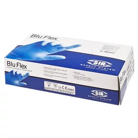Védőkesztyű, egyszer használatos, latex mentes, nitril, L méret, 100 db, púder nélküli &quot;Blu Flex&quot;
