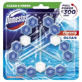 WC frissítő blokk, 3 db-os, DOMESTOS &quot;Power 5&quot;, óceán
