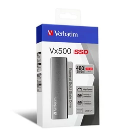 SSD (külső memória), 480 GB, USB 3.2 Gen2, VERBATIM &quot;Vx500&quot;, szürke