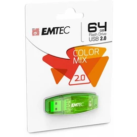 Pendrive, 64GB, USB 2.0, EMTEC &quot;C410 Color&quot;, zöld