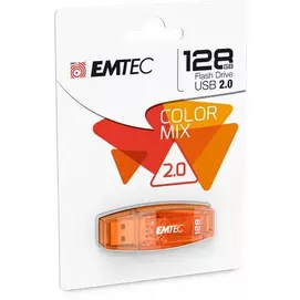 Pendrive, 128GB, USB 2.0, EMTEC &quot;C410 Color&quot;, narancssárga