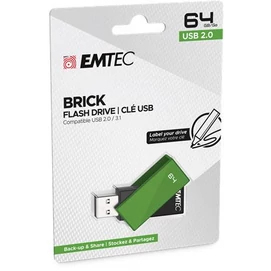 Pendrive, 64GB, USB 2.0, EMTEC &quot;C350 Brick&quot;, zöld