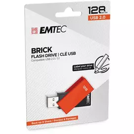 Pendrive, 128GB, USB 2.0, EMTEC &quot;C350 Brick&quot;, narancssárga