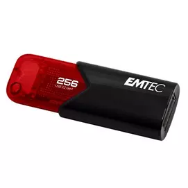 Pendrive, 256GB, USB 3.2, EMTEC &quot;B110 Click Easy&quot;, fekete-piros