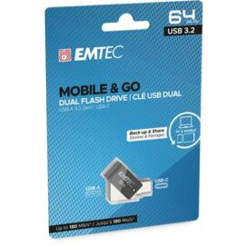 Pendrive, 64GB, USB 3.2, USB-A bemenet/USB-C kimenet, EMTEC "T260C Dual"