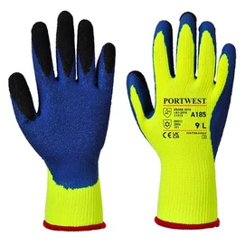 Védőkesztyű, latex, L méret &quot;Duo-Therm&quot;, sárga-kék