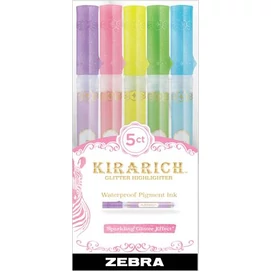 Szövegkiemelő készlet, 3,5 mm, vágott hegy, ZEBRA &quot;Kirarich&quot;, 5 különböző szín