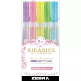 Szövegkiemelő készlet, 3,5 mm, vágott hegy, ZEBRA "Kirarich", 5 különböző szín