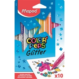 Filctoll készlet, 2,8 mm, csillámos, MAPED &quot;Color`Peps Glitter&quot;, 10 különböző szín