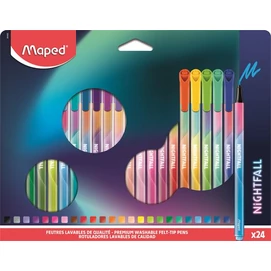 Filctoll készlet, 2,5 mm, kimosható, MAPED &quot;Nightfall&quot;, 24 különböző szín