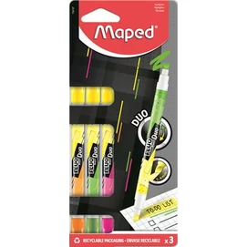 Szövegkiemelő készlet, 1-5 mm, kétvégű, MAPED &quot;Fluo Peps Duo&quot;, vegyes színek (szín nem választható)