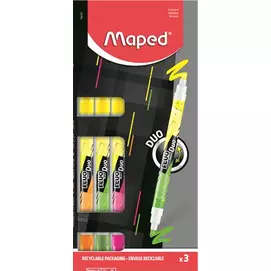 Szövegkiemelő készlet, 1-5 mm, kétvégű, MAPED "Fluo Peps Duo", vegyes színek