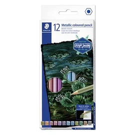 Színes ceruza készlet, hatszögletű, STAEDTLER® &quot;146M&quot;, 12 különböző metál szín