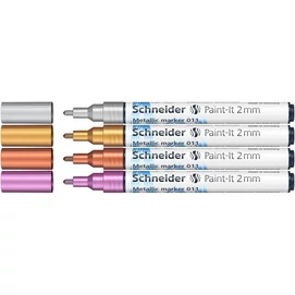 Metálfényű marker készlet, 2 mm, SCHNEIDER &quot;Paint-It 011&quot;, 4 különböző szín