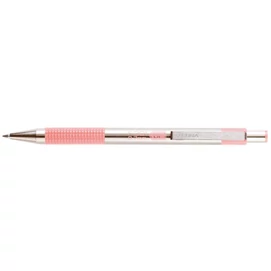 Golyóstoll, 0,24 mm, nyomógombos, rozsdamentes acél, pasztell rózsaszín tolltest, ZEBRA &quot;F-301&quot;, kék