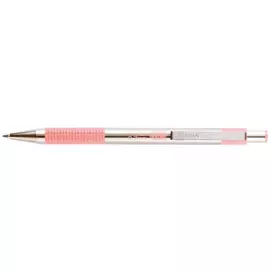 Golyóstoll, 0,24 mm, nyomógombos, rozsdamentes acél, pasztell rózsaszín tolltest, ZEBRA "F-301", kék