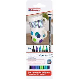 Ecsetirón készlet, porcelánra, EDDING &quot;4200 Cool color&quot;, 6 különböző szín