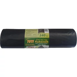 Nagykukazsák, 240 l, 5 db, 120x140 cm, 40 µ, TUTI &quot;Giga&quot;, fekete