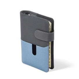 Kalendárium, gyűrűs, betétlapokkal, &quot;L&quot;, műbőr, SATURNUS, &quot;229&quot;, szürke-kék