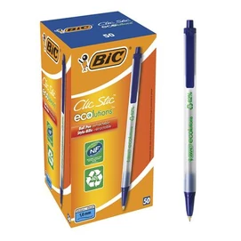 Golyóstoll, 0,32 mm, nyomógombos, BIC &quot;Clic Stic ecolutions&quot;, kék