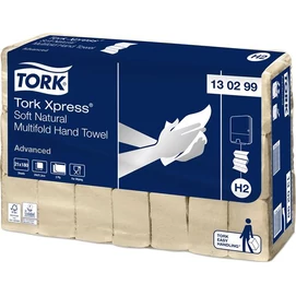 Kéztörlő, Interfold hajtás, 2 rétegű, 180 lap, H2 rendszer, Advanced, TORK &quot;Xpress Soft Multifold&quot;, natúr