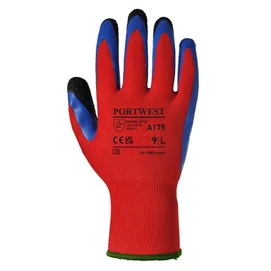 Védőkesztyű, latex, L méret &quot;Duo-Flex&quot;, piros-kék