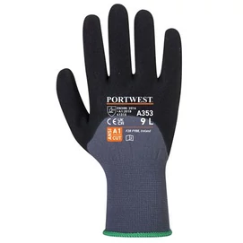 Védőkesztyű, nylon, nitrilhab, XL méret &quot;DermiFlex Ultra Plus&quot;, szürke-fekete