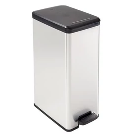 Pedálos szemetes, 40 l, CURVER &quot;Slim Bin&quot;, fekete-ezüst