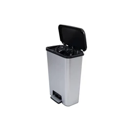 Pedálos szemetes, téglalap alakú, 50 l, CURVER &quot;Compatta&quot;, fekete-ezüst