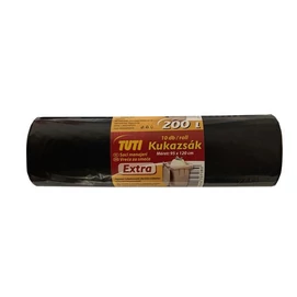 Szemeteszsák, extra erős, 200 l, 10 db, 95x120 cm, 32 µ, TUTI &quot;Extra&quot;, fekete