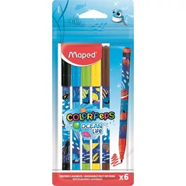 Filctoll készlet, 2 mm, kimosható, MAPED &quot;Color`Peps Ocean Life&quot;, 6 különböző szín