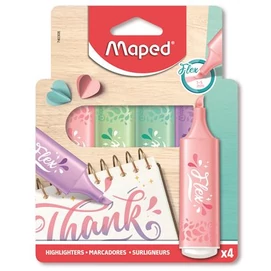 Szövegkiemelő készlet, 1-5 mm, MAPED &quot;Fluo Peps Flex Pastel&quot;, pasztell szín, vegyes készletek