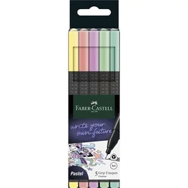 Tűfilc készlet, 0,4 mm, FABER-CASTELL &quot;Grip&quot;, 5 különböző pasztell szín