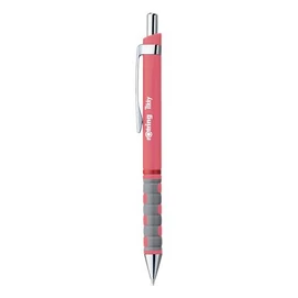 Golyóstoll, 0,8 mm, nyomógombos, tearózsa tolltest, ROTRING &quot;Tikky&quot;, kék