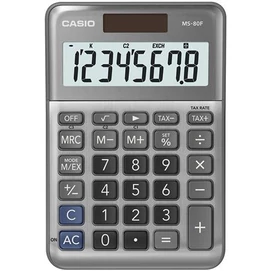 Számológép, asztali, 8 számjegy, CASIO &quot;MS-80 F&quot;, szürke