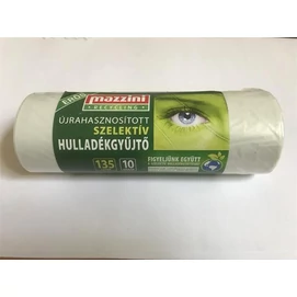 Szemeteszsák, szelektív hulladékhoz, újrahasznosított, erős, 135 l, 10 db, 70x110 cm, 25 µ, MAZZINI, átlátszó