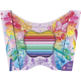 Színes ceruza készlet, fém doboz, FABER-CASTELL &quot;Sparkle&quot;, 20 különböző szín, pillangó