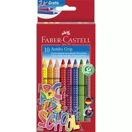 Színes ceruza készlet, háromszögeltű, vastag, FABER-CASTELL "Grip", 10 különböző szín