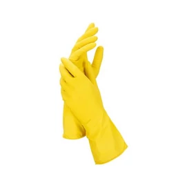Gumikesztyű, háztartási, latex, L méret, sárga