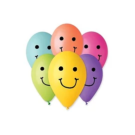 Léggömb, 30 cm, smiley, vegyes színek (szín nem választható)