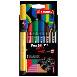 Rostirón készlet, 1-5 mm, vágott hegy, STABILO &quot;Pen 68 MAX&quot;, 6 különböző szín