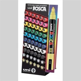Dekormarker display, 60 db, 1,8-2,5 mm, UNI &quot;Posca PC-5M&quot;, 10 különböző szín