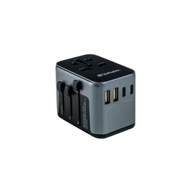 Utazó adapter, univerzális, USB-A(QC 3.0)/USB-C(PD30W)2xUSB, VERBATIM &quot;UTA-03&quot;