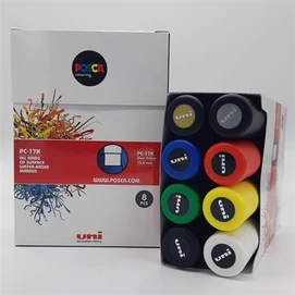 Dekormarker készlet, 15 mm, vágott, UNI &quot;Posca PC-17K, 8 különböző szín
