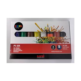 Dekormarker készlet, 8 mm, vágott, UNI &quot;Posca PC-8K&quot;, 8 különböző szín