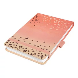 Jegyzetfüzet, exkluzív, 110x79 mm, pontrácsos, 79 lap, keményfedeles, SIGEL &quot;Jolie&quot; Butterfly Confetti Peach