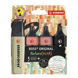 Szövegkiemelő készlet, 2-5 mm, STABILO &quot;BOSS original NatureColors&quot;, 4 különböző szín