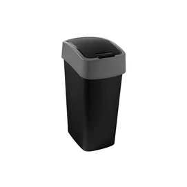 Billenős szemetes, 45 liter, CURVER &quot;Pacific flip bin&quot;, fekete/ezüst