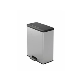 Pedálos szemetes, újrahasznosított műanyag, 65 l, CURVER &quot;Deco bin&quot;, fekete/ezüst